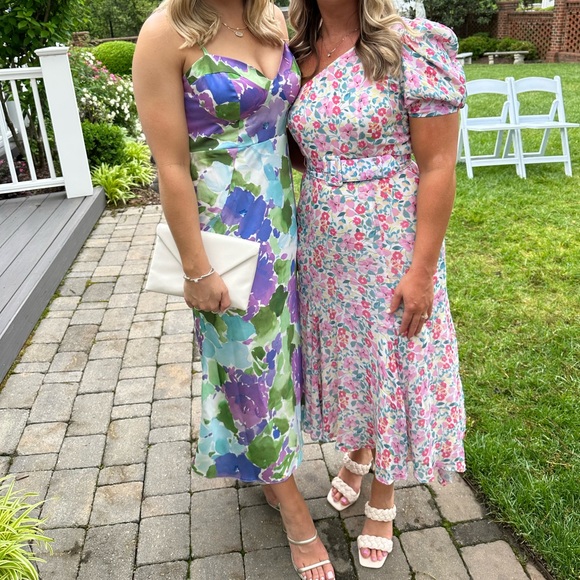 ASOS Design Satin Corset Detail Maxi Dress in Watercolor Floral Print - Picture 9 of 10